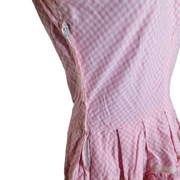 Vintage 50s Kane Weill Bouffant Dress Womens Size S Pink Gingham Check Pinup - Picture 7 of 8